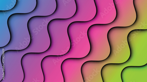 Vibrant gradient waves with soft shadows creating a textured abstract background