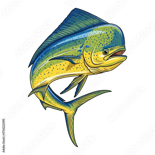 mahi mahi fish jumping in a dynamic pose