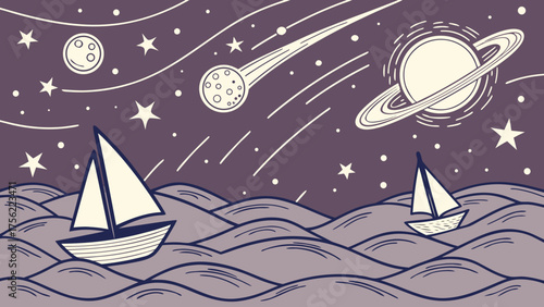 vector illustration of a sailing ship