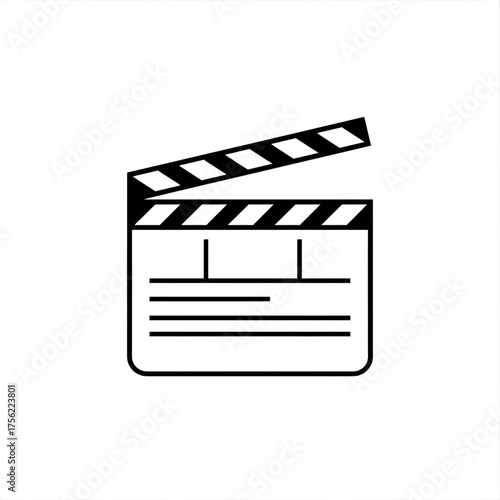 Illustration of a black and white clapperboard used in the film industry scene