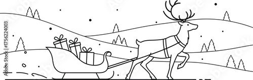 Reindeer sleigh christmas gifts snow winter holiday season december festive