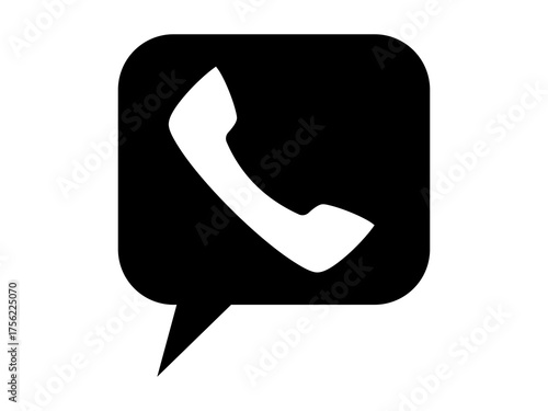 Speech Bubble Icon with Text Message and Phone, Chat Message Symbol for App, Social Media, or Website Vector Illustration