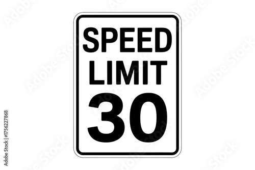 Isolated Speed Limit Sign with Thirty Miles Per Hour Notification for Safe Driving and Traffic Awareness