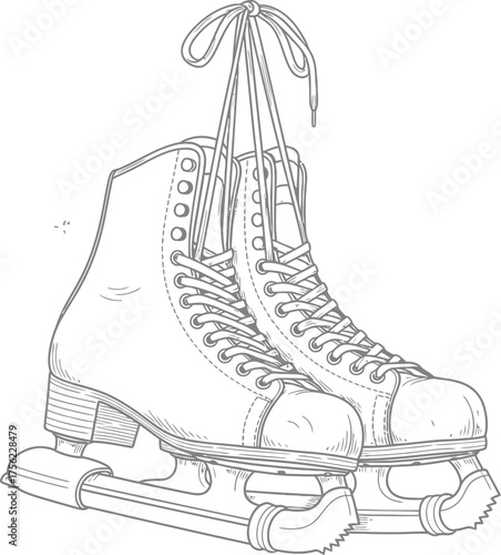 Ice skates winter sport skating recreation activity cold snow fun holiday