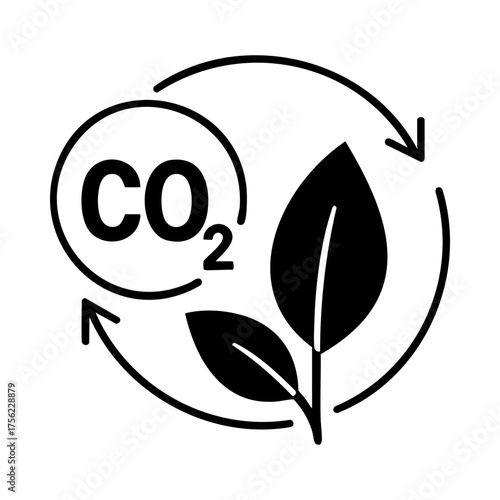 Carbon Dioxide Cycle and Plant Absorption Icon