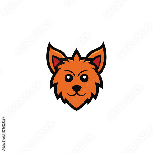 Funny yorkshire terrier mascot logo cartoon devil dog vector illustration