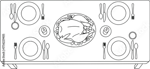Thanksgiving dinner table setting holiday meal family gathering feast plates food