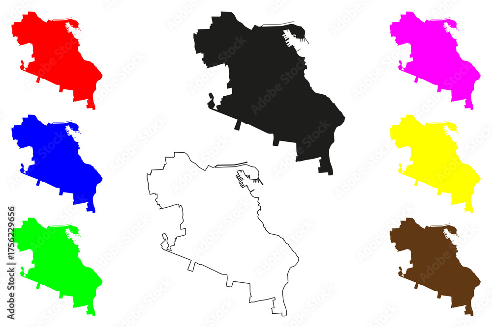 Fototapeta premium Veracruz city (United Mexican States, Mexico, Veracruz State) map vector illustration, scribble sketch Heroica Veracruz map