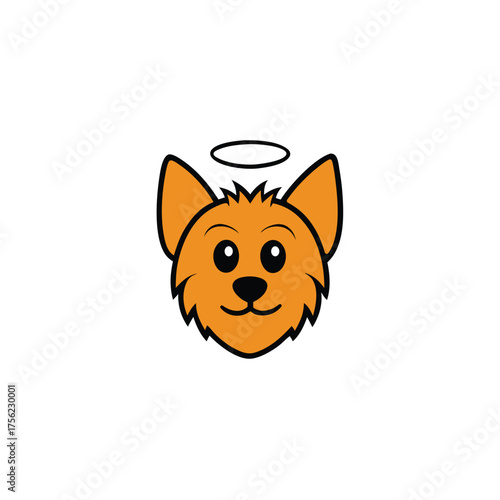Cute yorkshire terrier angel mascot logo cartoon puppy wings vector design