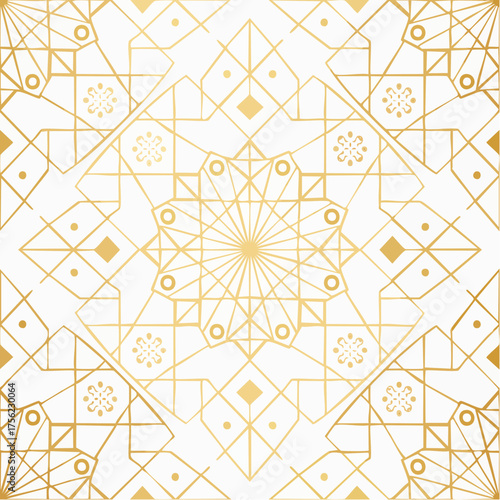 Stunning golden geometric art deco pattern for elegant backgrounds, luxurious designs, and modern graphic projects, originally designed as a scalable vector graphic