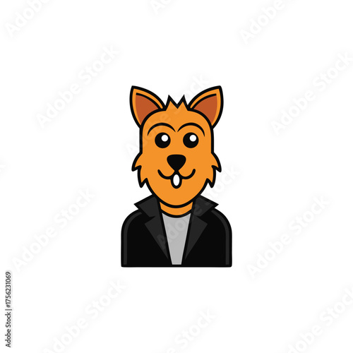 Cool yorkshire terrier mascot logo biker jacket cartoon dog vector illustration