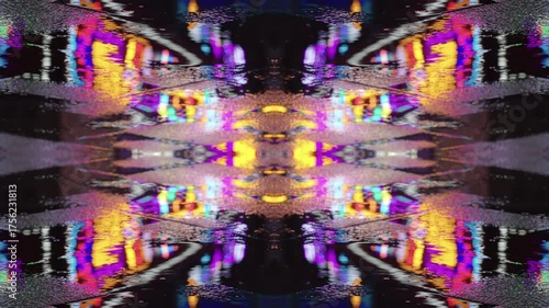 Chongqing neon street scene in the rain reflected made into abstract pattern