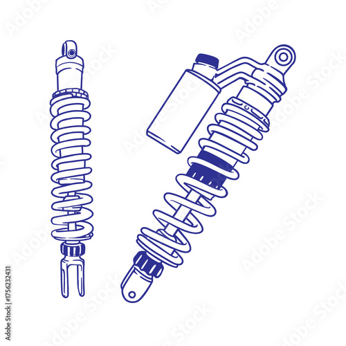 simple vector of two models of motorcycle rear shocks