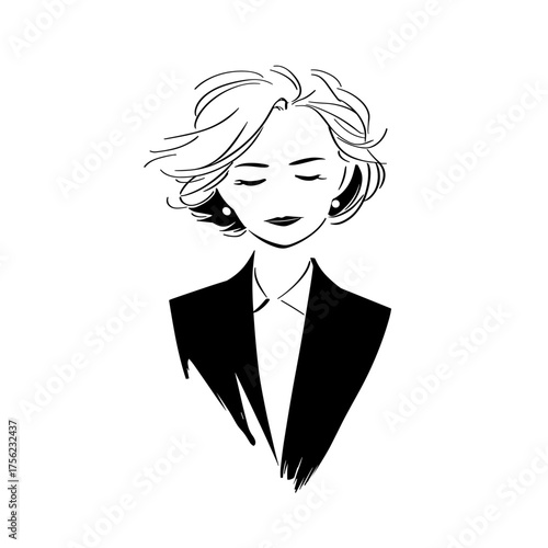 President. President simple black and white line art vector logo