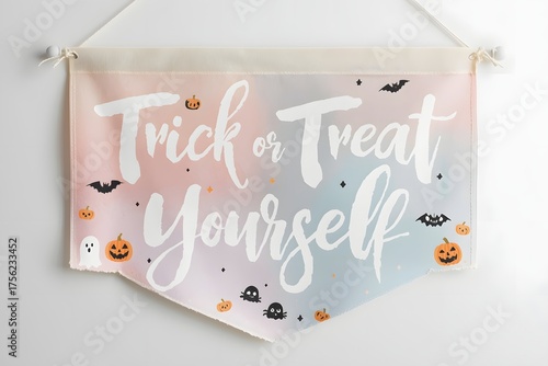 “Trick or Treat Yourself” cute pastel Halloween banner