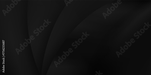 Dark black background abstract 3D geometric with wave effect decoration. Vector illustration