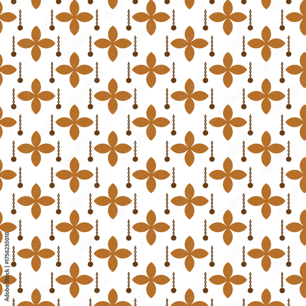 Fototapeta premium Seamless pattern of floral motifs and abstract shapes repeating design