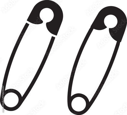 Safety pin vector icon set, safety pin icon, safety pin silhouette vector illustration on white background 