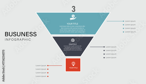 Funnel Infographic Design, 3 Step Business Funnel, Modern Marketing Infographic, Editable Funnel Chart Template, Sales Funnel Infographic Vector, Corporate Funnel Diagram, Data Flow Infographic Design