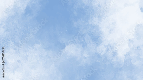 Abstrac blue sky in grunge style blue skt white clouds simple photography. t blue water color hand painted art victor illustration.  Light sky blue shades watercolor background,