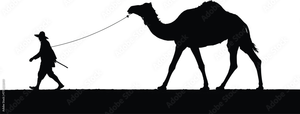 custom made wallpaper toronto digitalCamel caravan silhouette cartoon illustration, traditional travel and rural livelihood concept artwork for lifestyle and symbolic design