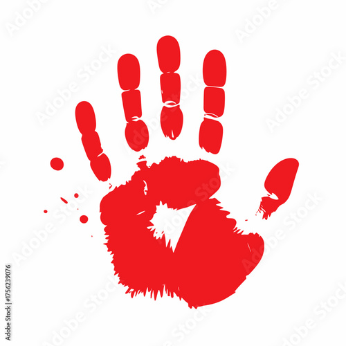 Red Handprint Bold and Expressive Symbol of Unity and Connection