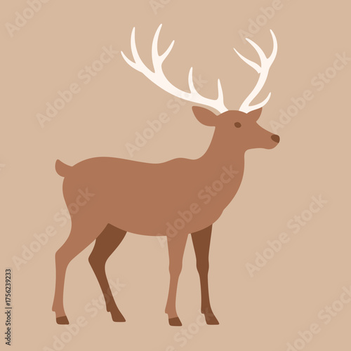 Majestic Antlered Deer Illustration on a Soft Brown Background