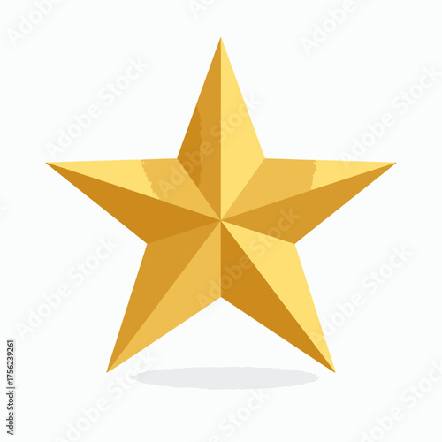 Elegant three-dimensional golden star graphic element, a symbol of excellence, victory, and celebration isolated on a plain white background