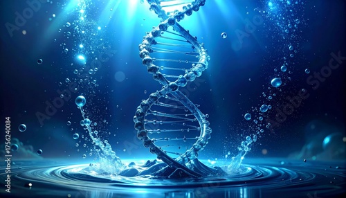 DNA Helix Abstract Science, Technology, Blue Water, Life