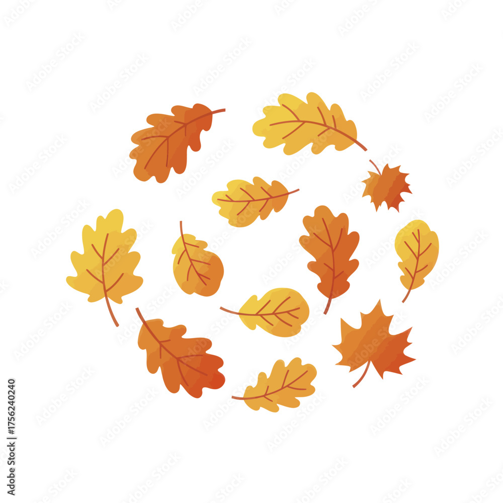 Fototapeta premium Decorative autumn leaf border in circle shape with copy space