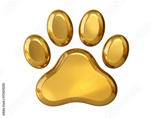 Shiny Golden Paw Print Symbol, isolated on a transparent background