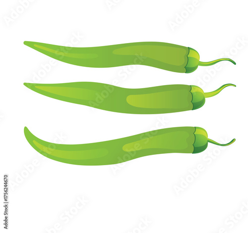 cute cartoon hand drawn vector green chilly clipart.