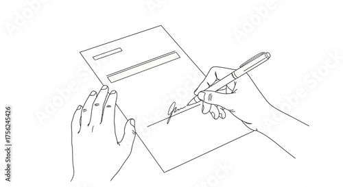 Hand Signing Document with Pen - Agreement, Contract, or Authorization.