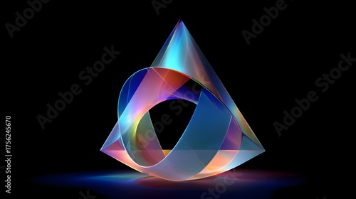 AI-generated abstract 3D sculpture with glowing colors, symbol of creative innovation and modern design. Concept: Artificial intelligence creativity, modern digital art, innovation, and futuristic 3D 