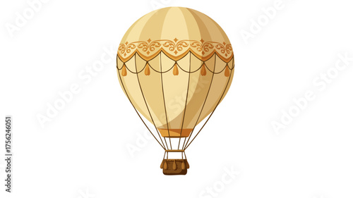 A vintage-style hot air balloon with an ornate, decorative pattern, isolated on a clean white background.