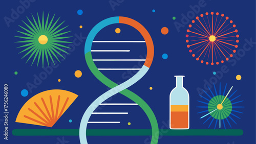 Illustration of dna and science elements