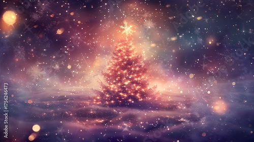 Abstract cosmic night sky with stars galaxy and nebula in deep blue space