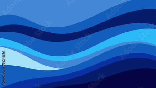 Abstract blue waves flowing horizontally