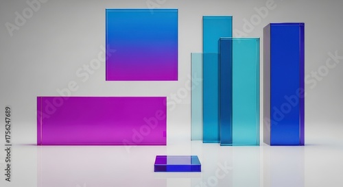 Abstract geometric shapes in blue and purple hues