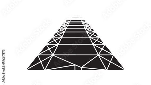 Dynamic geometric pattern recedes into infinity creating a powerful sense of forward motion and modern design for business and technology applications.