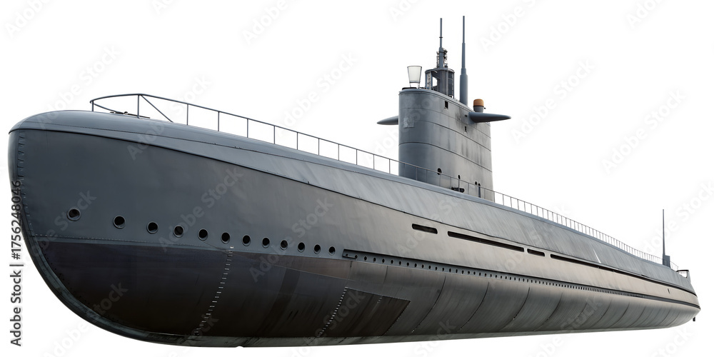 Naklejka premium Military Submarine Isolated on Transparent Background PNG