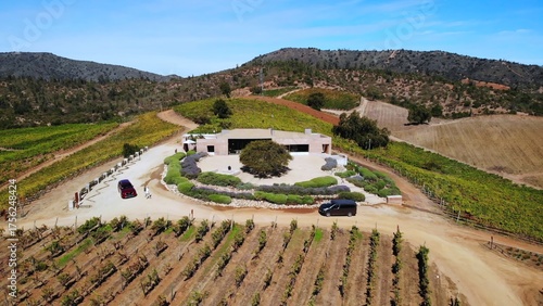 Photos Aerial view of modern building in a rural chilean vineyard