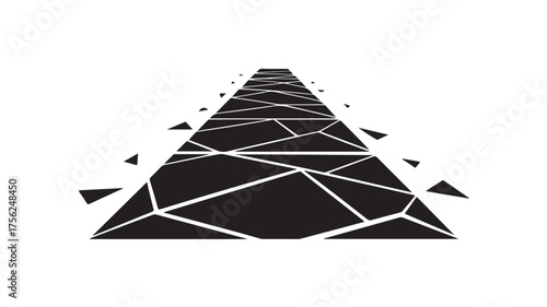 Dynamic abstract path with fragmented geometric shapes leading forward into an infinite vanishing point, symbolizing progress and transformation, perfect for concepts of innovation and future growth