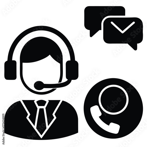 Customer service representative icon communication channels available support concept vector