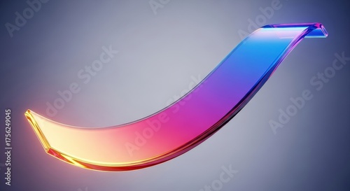 Abstract iridescent ribbon with glowing edges on a gradient background