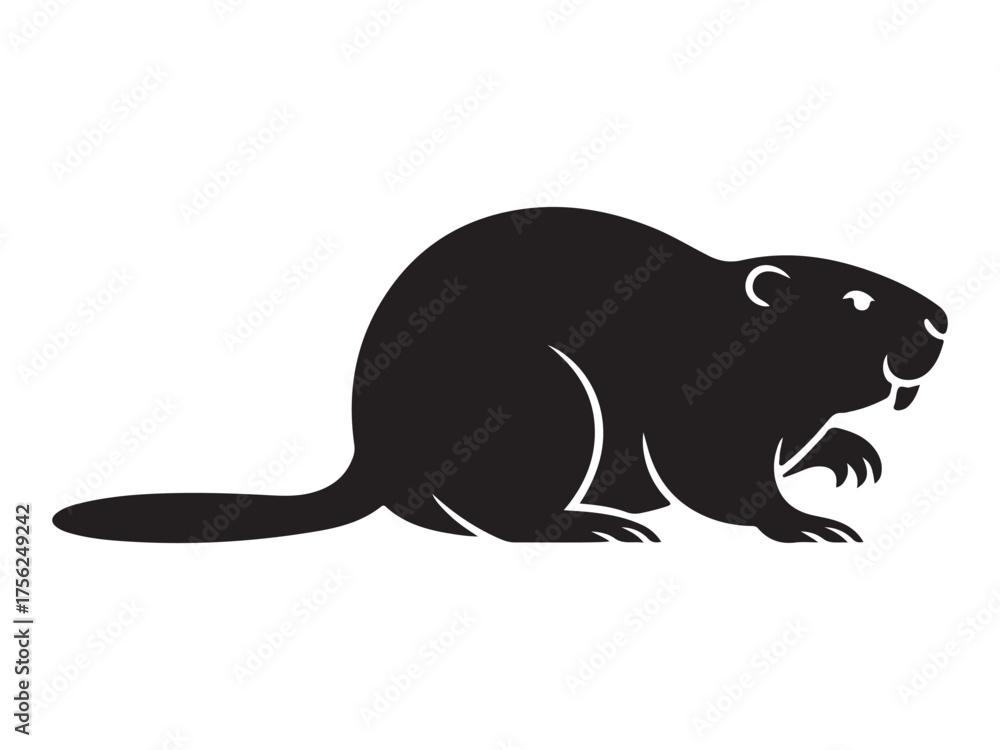 Obraz premium North american beaver silhouette vector illustration design