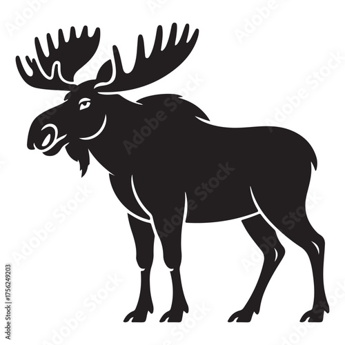 Majestic wild moose standing tall silhouette design