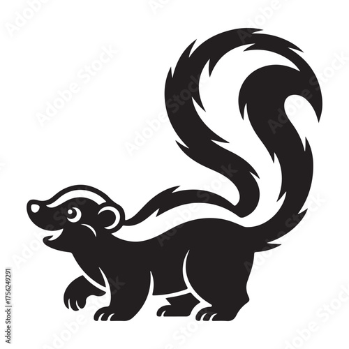 Stylized black and white skunk silhouette design vector