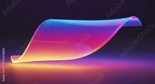 Abstract flowing iridescent surface with vibrant neon gradient light