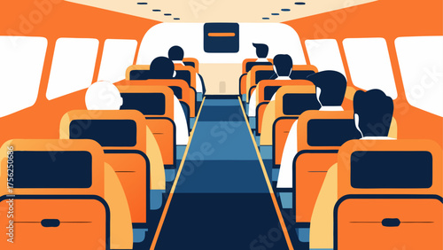 Interior view of passenger airplane seats